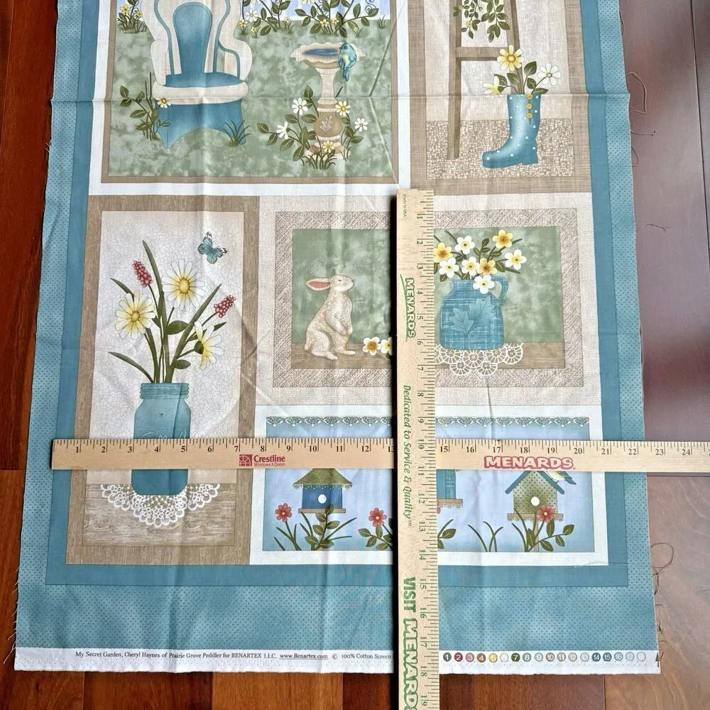 Quilt Panel My Secret Garden Cheryl Haynes Cotton Benartex Bird Houses 7680